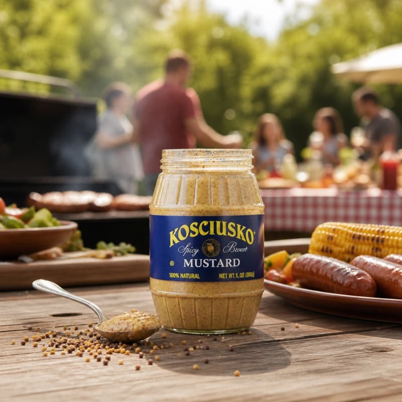 Polish mustard arranged as a seasonal product story