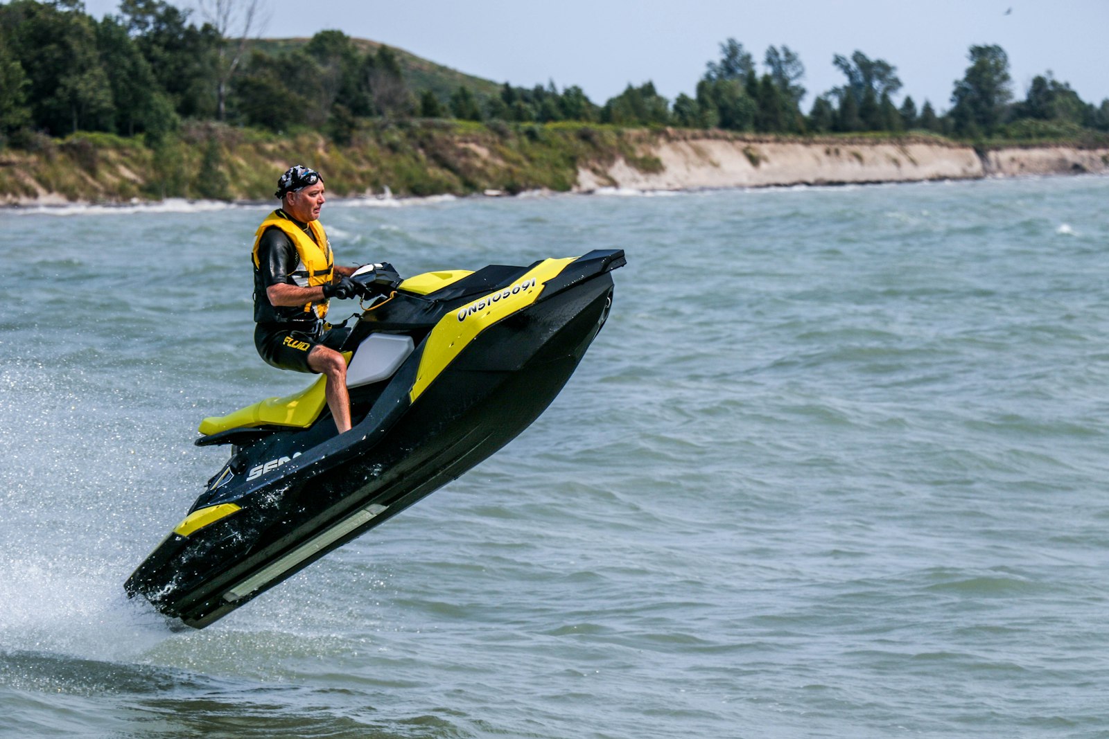 Jet ski catching air off a wave